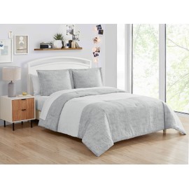 Poppy & Fritz | Stripe Collection| Comforter Set- 100% Cotton Ultra Soft, All Season Bedding, Pre-Washed for Added Softness, King, Grey