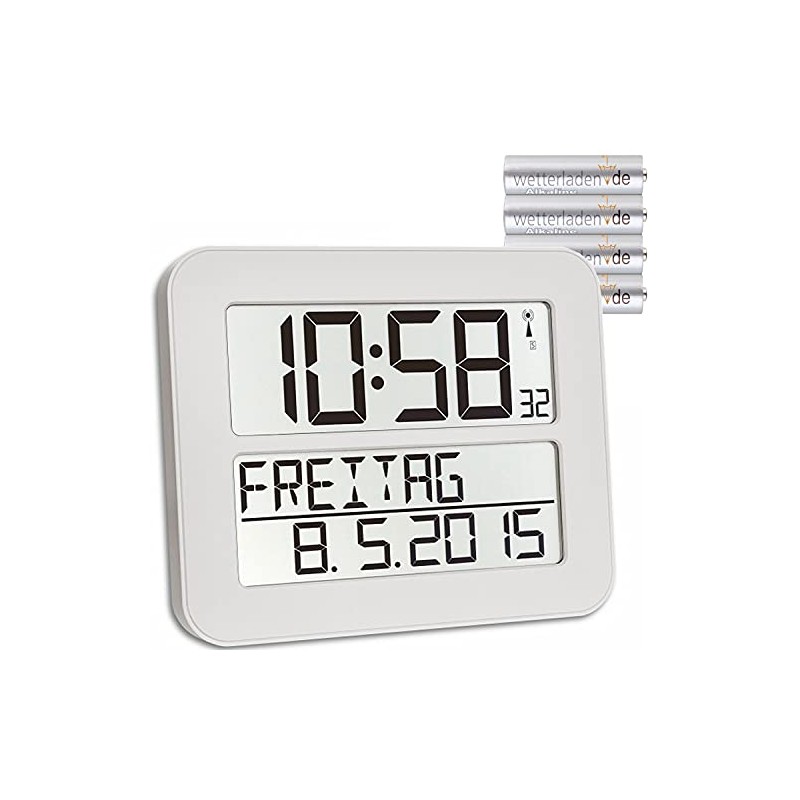 TFA Dostmann Timeline Max Radio Controlled Wall Clock Digital Day
