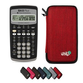 TI-BA II Plus Calculator with Protective Case from WYNGS in Red - Basic Set