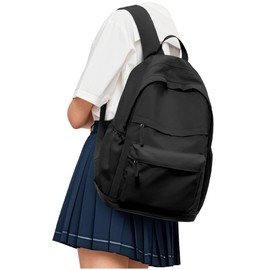 VECAVE Lightweight School Travel Water Resistant Rucksack Backpack, Laptop Casual Daypack College Secondary School Bags BookBag for Teenage Girls Boys Women Men, Black