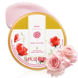 Princess Belle Rose Body Butter with Natural Shea Butter, Body Moisturizer for Dry Skin, Smell Goods for Women, Deep Moisturizing and Softening-200ml(6.8 floz)