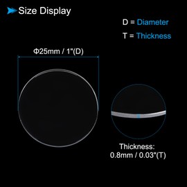 CoCud Watch Glass Crystal Lens, 25mm Diameter 0.8mm Thick, Round Flat Mineral Ultra-Clear Watch Glass Replacements - (Applications: for Watchmaker DIY Repairs)