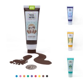 Miniwerk Organic Paint Brown with Sponge Attachment Made of Natural Raw Materials, Free from Harmful Substances, Like Finger Paint, Footprint Baby Memory and Decoration for Baby and Toddler Room