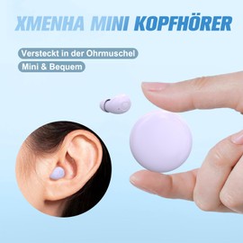 Invisible Small Headphones Purple Wireless Bluetooth In-Ear True Mini Wireless In-Ear Headphones Earbuds Headphones Smallest Sleep Headphones Bluetooth Wireless Earphones for Small Ears Ear Canals