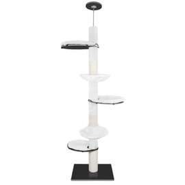 ROYPET Adjustable Tall Cat Climbing Tree Floor-to-Ceiling Cat Climber Toy with Hanging Hammock and Scratching Posts Cat Furniture,Beige