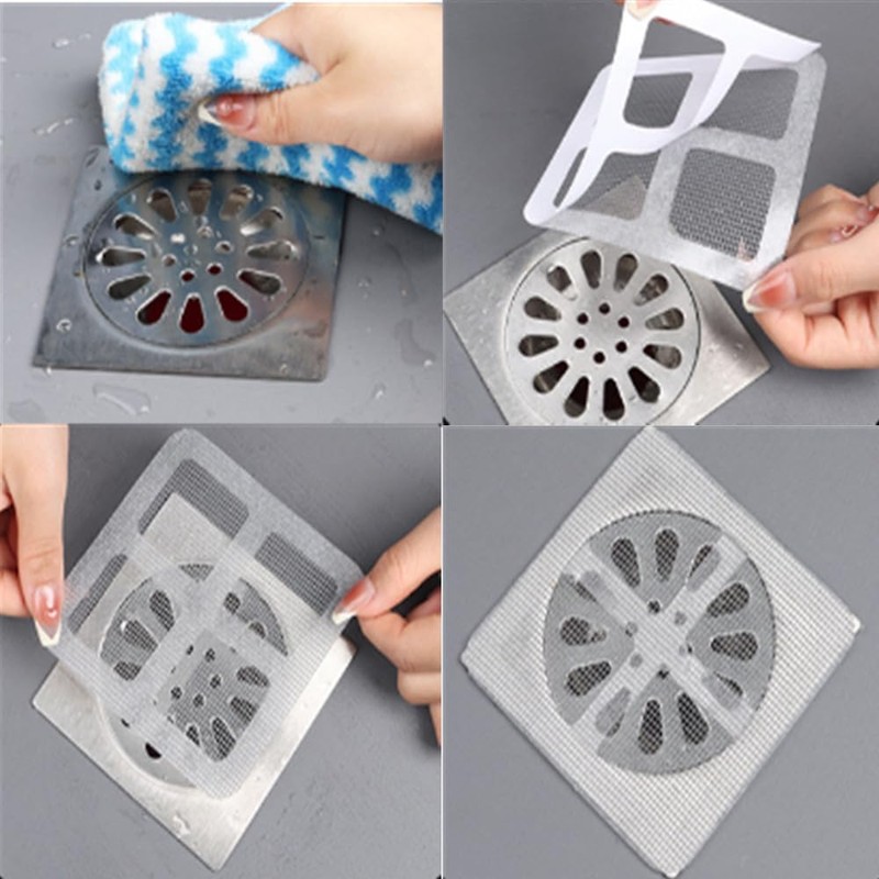 Shower Drain Hair Catcher Mesh Stickers, Disposable Floor Drain Filter