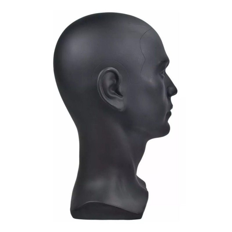Si Fi Pvc Mannequin Head Black Male Manikin Dummy Stand