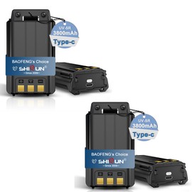 UV-5R Battery Enlarge Rechargable Type-c Charger 3800mAh BL-5 for Walikie Talkie BF-F8HP UV-5RE RD-5R UV-5RTP UV-5X3 USB-C Ham Radio Accessories (BL-5L Battery Series)