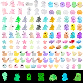 150 Pcs Mini Ocean Resin Animals Luminous Tiny Resin Ducks Figurines Glow in The Dark Puppy Pig Chicken Duckling for Micro Landscape Aquarium Decorations