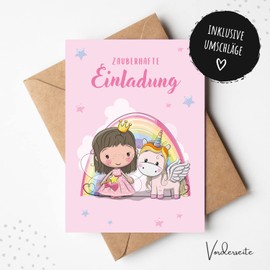 MeinBaby123® 10 Children's Birthday Invitation Cards, Girls, Birthday Invitations for Children, Princess Invitation Cards, Includes 10 Envelopes, Premium Quality (Princess V2)