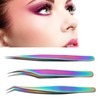 3PCS Eyelash Tweezers Stainless Steel Lash Tweezers Set False Eyelash