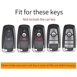 ontto Key Cover Car Key Case Fits Ford Mondeo Mustang Explorer EcoSport S-Max Ranger Fiesta F150 F250 2/3/4/5 Buttons PVC Metal Protective Case Key Fob Car Accessories, A Black