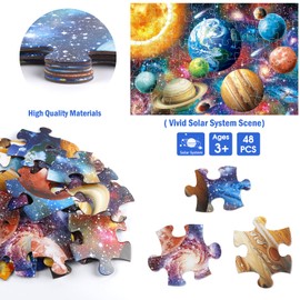 Jumbo Floor Puzzle for Kids,48 Piece Solar System Planet Large Jigsaw Puzzles for Toddler Ages 3-5,Preschool Educational Learning Space Toys,Easter Gift for Boys & Girls Ages 4-8
