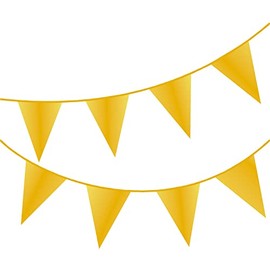 Happium 10m / 32 ft Solid Colour Bunting Flags Banner Pennant Party Decoration Garland (Gold)