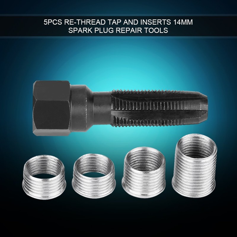 Spark Plug Repair Carbon Steel Re-Tap Tools with Inserts for