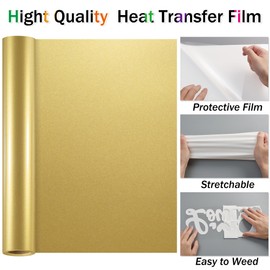 Sgooyir Plotter Film Textile Gold, 30.5 x 183 cm, Flex Film Plotter Textile, Textile Transfer Film Plotter for T-Shirt, Shirt, DIY Clothing Other Fabrics