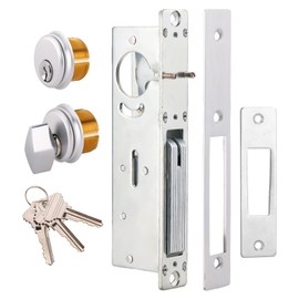 MaxxGeek Commercial Door Lock with Deadbolt and Solid Brass Mortise Cylinder, Storefront Door Lock with Brass Key for Shop Doors, 1-1/8" Backset