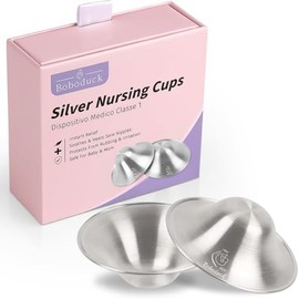 Boboduck Las Tazas de Lactancia Originales de Plata - Protectores de Pezones para Lactancia de Recién Nacidos, Artículos Esenciales de Lactancia para 