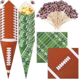 Jingmore 320 Pcs Football Party Supplies Kit Football Popcorn Cones Cups with Cocktail Picks for Charcuterie Food Appetizers Snacks, Football Food Boxes for Football Themed Party Favors Decorations