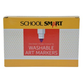 School Smart Washable Art Markers, Conical Tip, Purple, Pack of 12