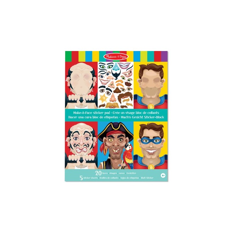 Melissa & Doug Make-a-Face Sticker Pad - Crazy Characters, 20