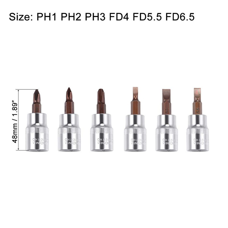 uxcell 3/8" Drive Phillips Slotted Bit Socket Set, S2 Steel