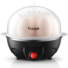 Deluxe Rapid Egg Cooker for Hard Boiled, Poached, Scrambled Eggs, Omelets, Steamed Vegetables, Dumplings & More, 12 capacity, with Auto Shut Off Feature - Black - Color: Black-7 capacity