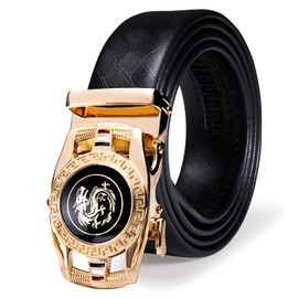 Dubulle Ratchet Belt Gold Dragon Sign Fashion Automatic Buckle Adjustable sliding Ratchet Strap Business Wedding Trim to Fit