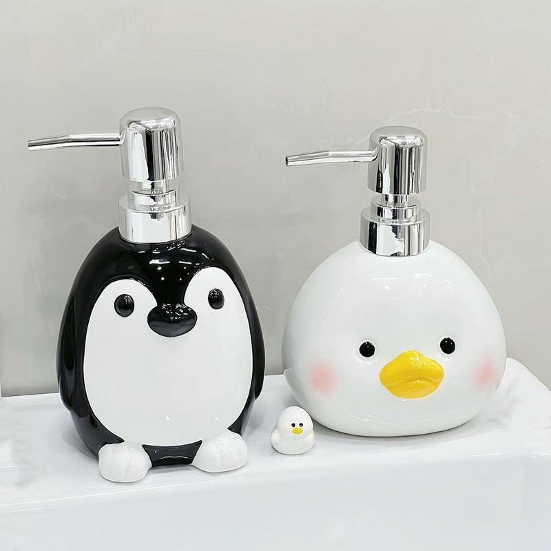 Animal Ceramic Soap Dispenser with Plastic Pump, Refillable Lotion Soap