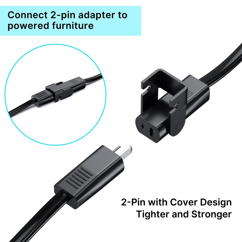 PinPure Power Recliner Power Supply, 2-Pin AC/DC Adapter (100-240V Input)