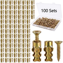 100Pcs 6x14mm Short Expansion Screw Set, Expansion Anchors Screw Repair Kit Hinge Repair Screw & Expansion Anchor, Cabinet Door Hinge Repair & Stripped Thread Restoration, Screw Hole Repair Kit