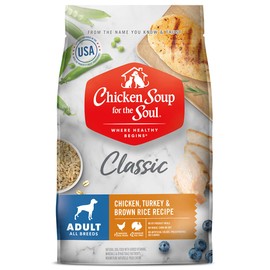 Chicken Soup for the Soul Pet Food Classic Dry Adult Dog Food, Chicken, Turkey & Brown Rice Recipe, 40 Pound Bag | Soy Free, Corn Free, Wheat Free, Dry Dog Food Made with Real Ingredients