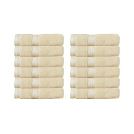 Home Weavers Elegance Essentials 550GSM 100% Cotton Zero Twist Quick Dry Wash Cloth (12 Pcs) - 13"x13", Yellow