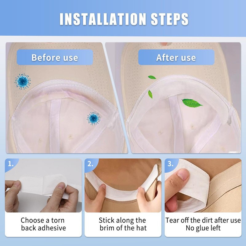 Hat Sweat Liner 50-Pack Self Adhesive Hat Linesr Sweat Protection