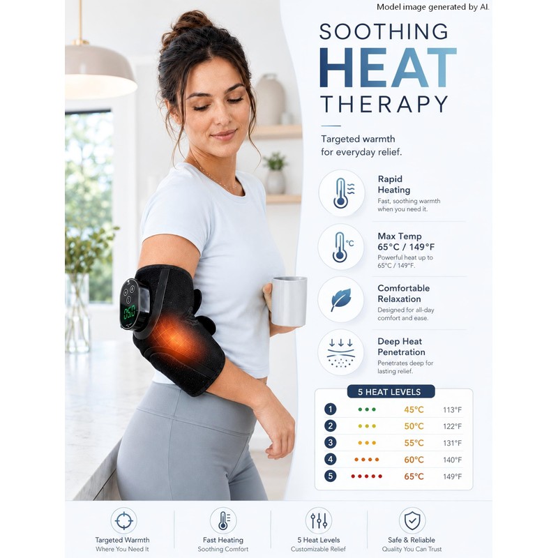 Cordless Elbow Massager & Heating Pad for Tennis Elbow Relief