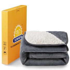 Sunheir Waterproof Dog Blankets for Small Dogs - Puppy Blanket Washable for Couch Protection, Soft Sherpa Fleece Cat Throw Blanket to Prevent Urine Leaks & Protects Furniture, 25"X 35", Grey