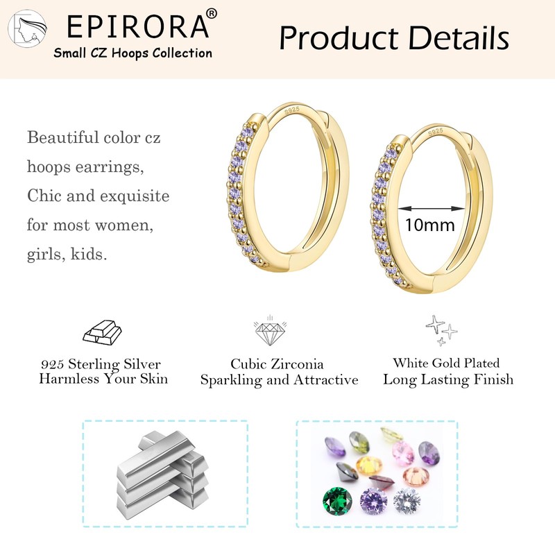 Gold Hoop Earrings for Women, Sterling Silver Small Huggie Hoop