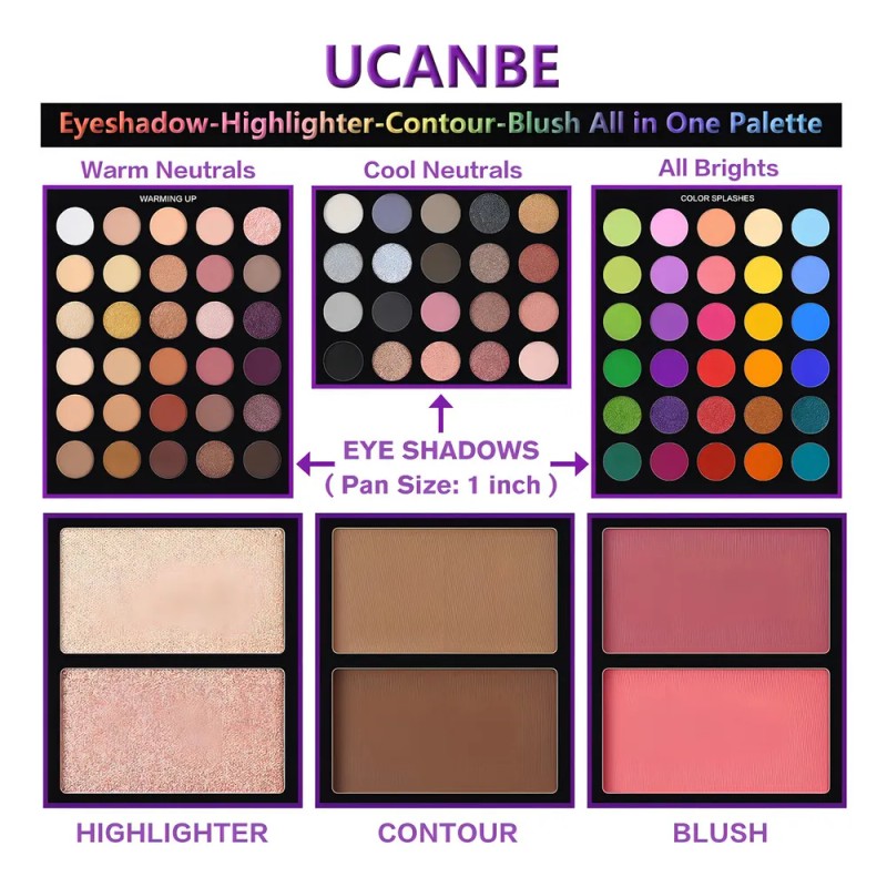 Paleta de Maquillaje Ucanbe 86 Colores con Set de 15