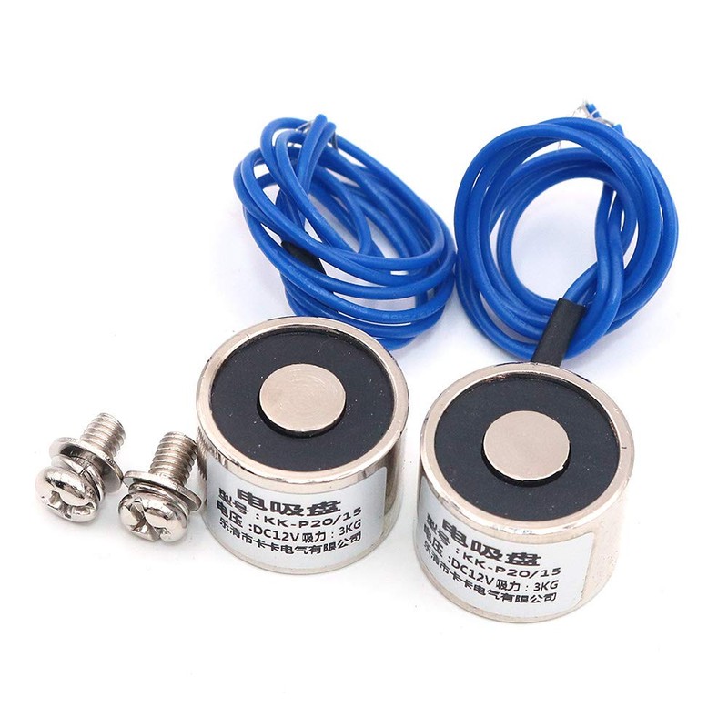 Namvo2pcs KK-P20/15 3KG Suction Electromagnet Solenoid DC 12V Lifting Holding
