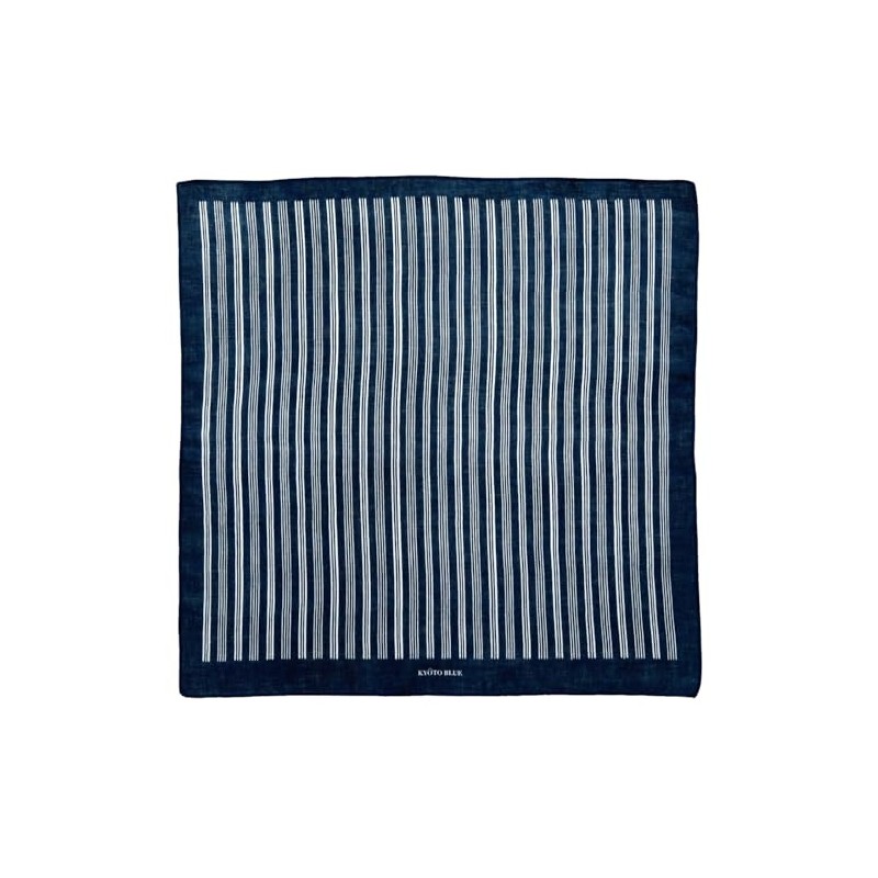 Yamamoto Hitoto Shoten Kyoto Blue Gauze Handkerchief, Striped [1863], Made