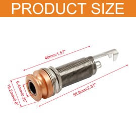 LifCratms 1/4"(6.35mm) Guitar End Pin Output Jack, Copper Metal Threaded Stereo Output Jack Socket for Electric Guitar Bass