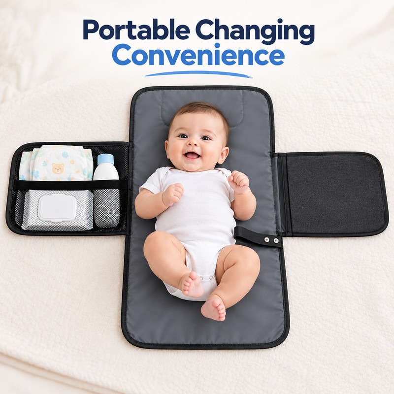 Portable Baby Diaper Changing Pad with Storage Pockets – 58