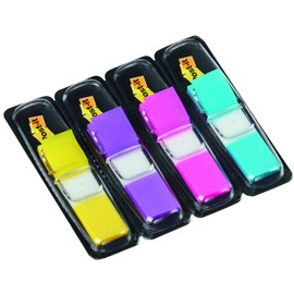 Post-it Index Small Flags, Pack of 4 Dispensers, 35 Flags per Dispenser,11.9 mm x 43.2 mm, Yellow, Purple, Pink, Blue Color - To Mark, Highlight or Color Code Important Information