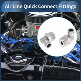 RATCHROLL Push to Connect Air Fittings 1/2" 90 Degree Air Line Quick Joint 304 Stainless Steel 3/4"BSPT 2 Pcs Silver Tone