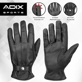 ADIX Sports - Black Leather Driving Gloves for Men (BLACK, M)