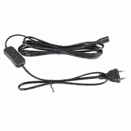 Mextronic Power Cable 3 m Euro Plug + Switch 300SW C7 to 2-Pin Euro Double Socket Black