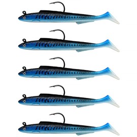 Soft Fishing Lure, 5PCS Fishing Swimbait Lures, Soft Plastic Fishing Lures, Jig Head Soft Fishing Lures Kits, Paddle Tail Swimbaits For Bass Trout Redfish Saltwater Freshwater (Dark Blue)