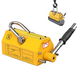 Permanent Magnetic Lifter, 440 lb/200kg Pulling Capacity, Strong Neodymium Magnets Lifting Magnet with Release Handle and Steel Hook for Lifting Plate Steel, Board, Used in Shop Crane, Hoist, Board
