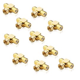 conecto Satellite T-piece 1 x F-plug to 2 x F-socket T-splitter for satellite wiring gold-plated (10 pieces)