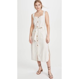 DL1961 Womens Lexia Linen Blend Sleeveless Midi Dress Beige S